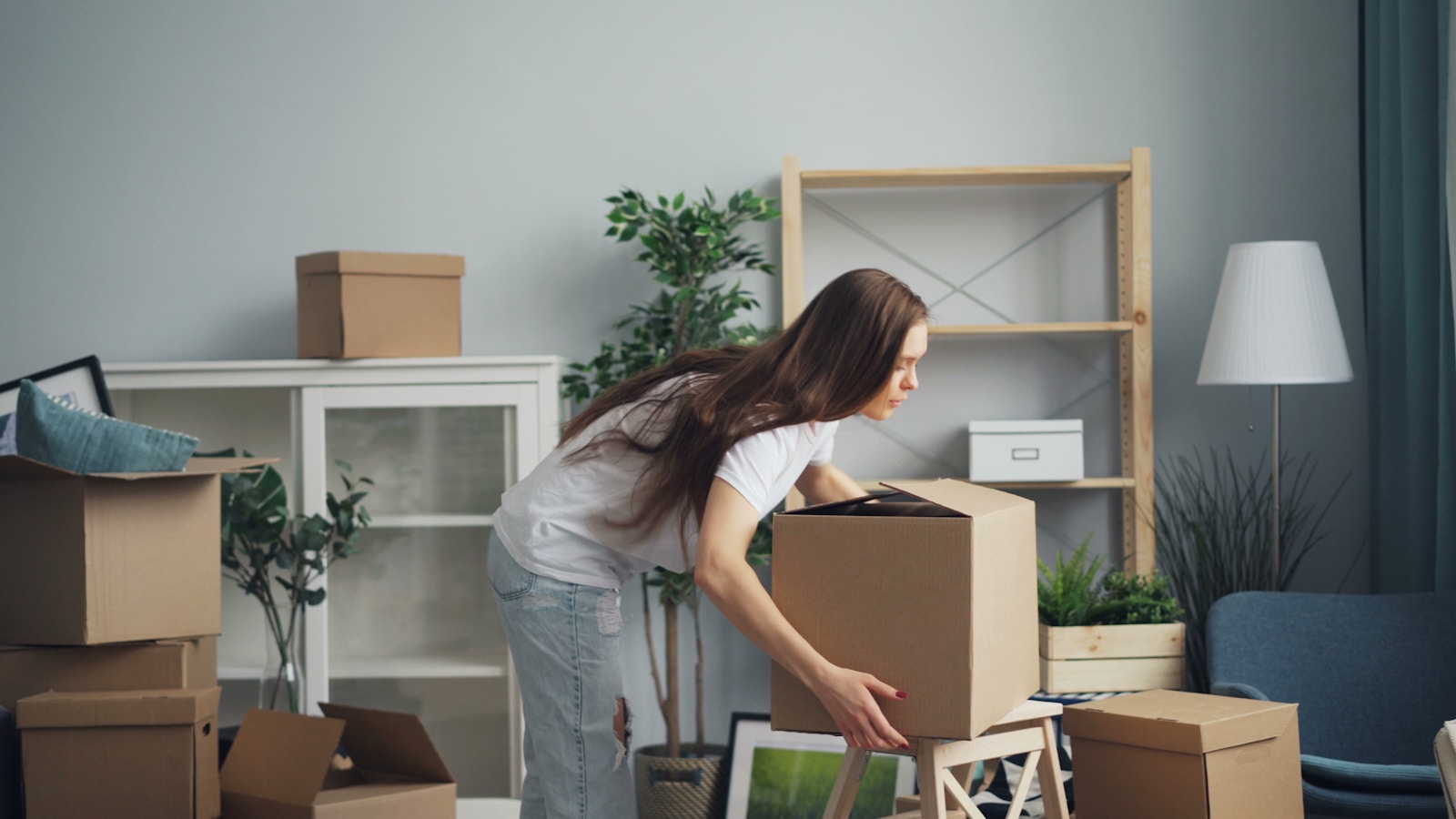 Boxes being packed during a home furniture removal